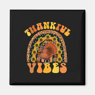 THANKFUL VIBES Rainbow Turkey Herfst Retro Groovy Magneet
