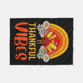Thankful Vibes Turkey Retro Groovy Thanksgiving Ra Fleece Deken (Voorkant (Horizontaal))