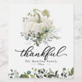Thankful White Pumpkin Thanksgiving Dinner Wijn Etiket (Enkel label)