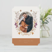 Thankful Wildflower Boho Thanksgiving Fotokaart Feestdagenkaart (Staand voorkant)