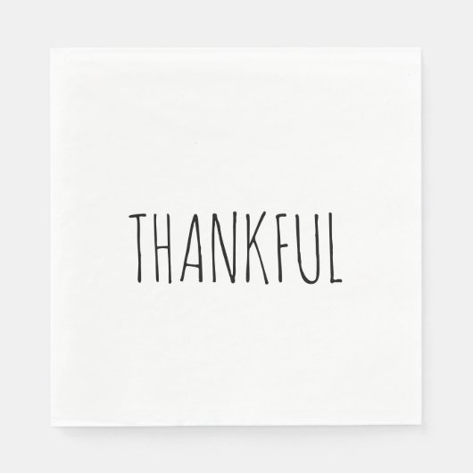 THANKFUL Witte & Zwarte Thanksgiving Diner servett Servet (Voorkant)