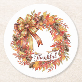 Thankful Wreath Ronde Kartonnen Onderzetter