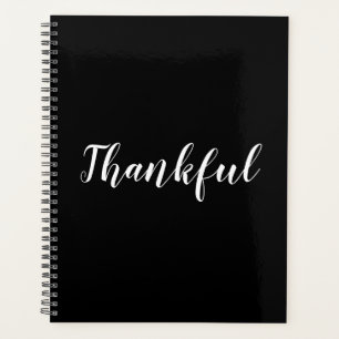 Thankful zwarte de tekstelegant van het douanemanu planner