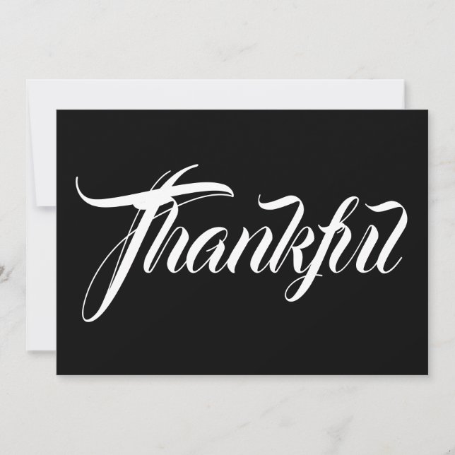 Thankful zwarte witte kalligrafische Thanksgiving (Voorkant)