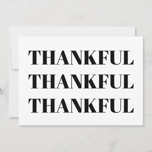 Thankful zwarte & witte moderne Thanksgiving kaart (Voorkant)