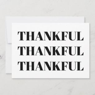 Thankful zwarte & witte moderne Thanksgiving kaart