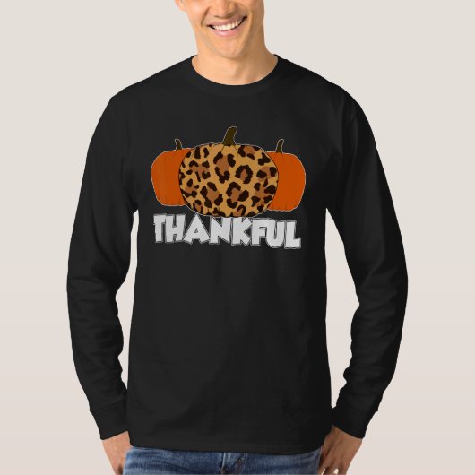 Thankfull Thanksgiving Pumpkin Leopard T-shirt (Voorkant)