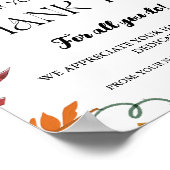 Thankgiving herfst Treat Dank u Waardering Teken Poster (Hoek)