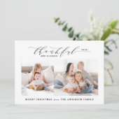 Thankly en gezegend met kerstmis feestdagenkaart (Staand voorkant)