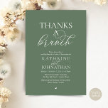 Thanks A Brunch, Modern Classy Wedding Kaart<br><div class="desc">Elegantly announce your happily ever after with our modern classy wedding elopement celebration invitation card, "Thanks a Brunch". Tailored for couples continuing their love story, this invitation strikes a perfect balance of sophistication and charm, setting the scene for an unforgettable event. Featuring a modern contemporary script design, navy blue text...</div>