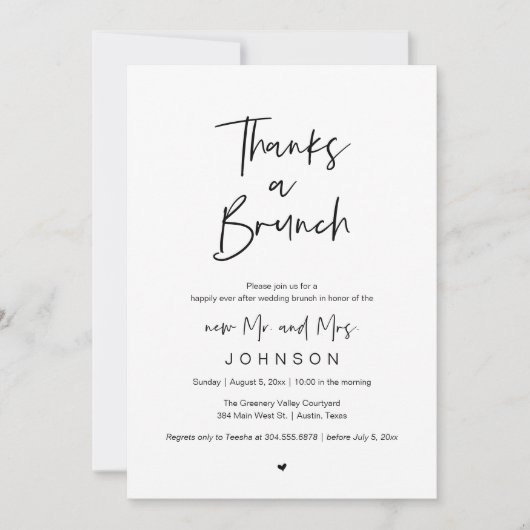 Thanks a Brunch, Post modern wedding celebration Kaart (Voorkant)