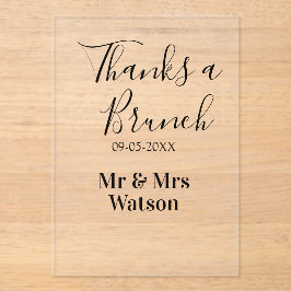 Thanks a brunch post wedding name date simple  acryl uitnodigingen