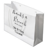 Thanks a brunch post wedding name date simple  groot cadeauzakje (Voorkant Gekanteld)