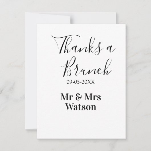 Thanks a brunch post wedding name date simple notitiekaartje (Voorkant)
