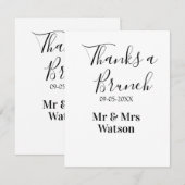 Thanks a brunch post wedding name date simple notitiekaartje (Voorkant / Achterkant)