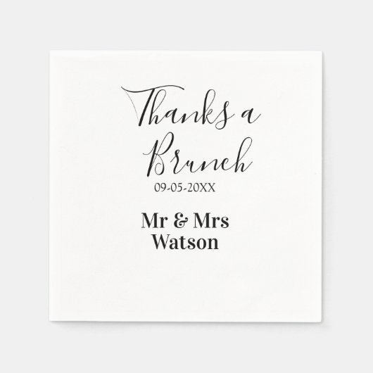 Thanks a brunch post wedding name date simple  servet (Voorkant)