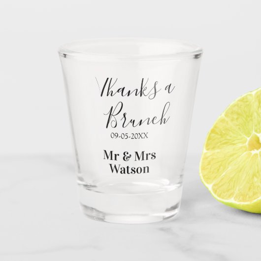 Thanks a brunch post wedding name date simple shot glas (Voorkant)
