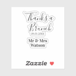 Thanks a brunch post wedding name date simple  sticker