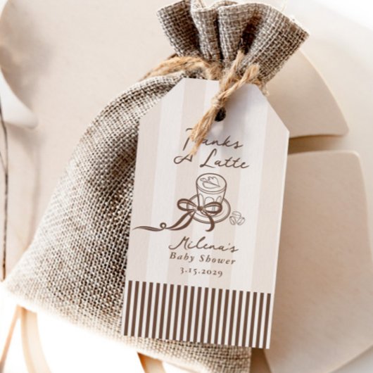 Thanks a Latte Bebe Cafe Brown Bow Baby Shower Cadeaulabel