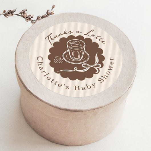 Thanks A Latte Cafe Bebe Coffee Bow Baby Shower Ronde Sticker