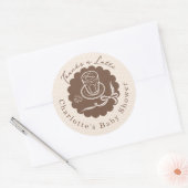 Thanks A Latte Cafe Bebe Coffee Bow Baby Shower Ronde Sticker (Envelop)