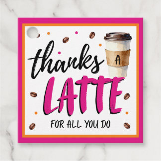 Thanks a Latte Pink Teacher Appreciation Gift Bedankjes Labels