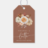 "Thanks a Latte" Pumpkin Spice Baby Shower Favor Cadeaulabel (Voorkant)
