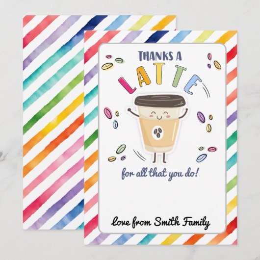 Thanks a latte purple gift card holder coffee card kaart (Voorkant / Achterkant)