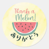 Thanks a Melon Kawaii Funny Watermelon Japanese Ronde Sticker (Voorkant)