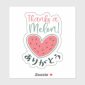 Thanks a Melon Kawaii Heart Watermelon Japanese Sticker (Vel)