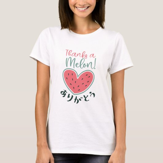 Thanks a Melon Kawaii Heart Watermelon Japanese T-shirt (Voorkant)