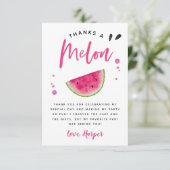 Thanks A Melon Roze Watermeloen Verjaardag Bedankkaart (Staand voorkant)