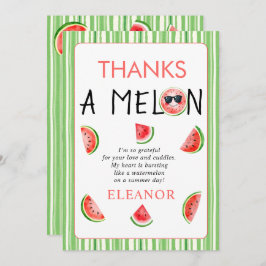 Thanks a Melon watercolor watermelon 1st birthday Bedankkaart