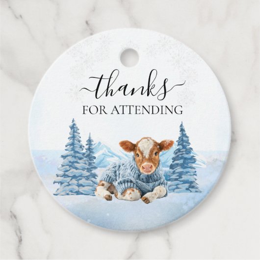 Thanks Baby Cow Christmas Winter  Bedankjes Labels (Voorkant)