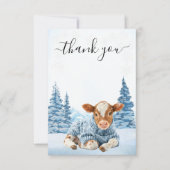 Thanks Cow Calf Christmas Winter  Bedankkaart (Voorkant)