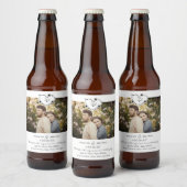 Thanks Floral Heart Wedding Photo Engaged Couple Bier Etiket (Flessen)