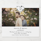 Thanks Floral Heart Wedding Photo Engaged Couple Bier Etiket (Enkel label)