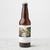 Thanks Floral Heart Wedding Photo Engaged Couple Bier Etiket (Voorkant)