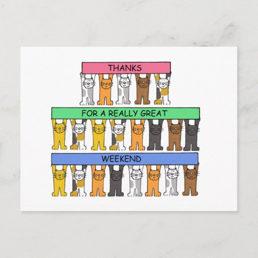 Thanks for a Great Weekend Cartoon Cats Briefkaart (Voorkant)