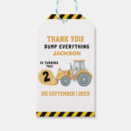 "Thanks for Building Memories –Construction Party Cadeaulabel (Voorkant)