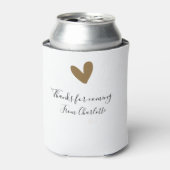 thanks for coming add name text message gold heart blikjeskoeler (Blikje Voorkant)