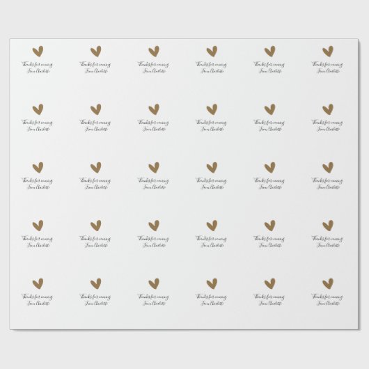 thanks for coming add name text message gold heart cadeaupapier (Vlak)