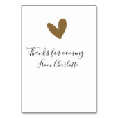 thanks for coming add name text message gold heart kaart (Achterkant)