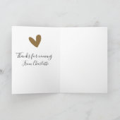 thanks for coming add name text message gold heart kaart (Binnen)