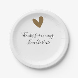 thanks for coming add name text message gold heart papieren bordje