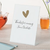 thanks for coming add name text message gold heart reclamebord met voetstuk (Insitu)