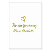 thanks for coming add name text message golden hea kaart (Achterkant)