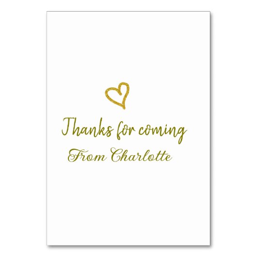 thanks for coming add name text message golden hea kaart (Voorkant)