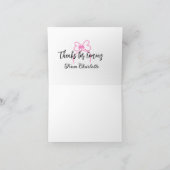 thanks for coming add name text message pink bow f bedankkaart (Binnen)