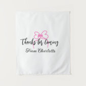 thanks for coming add name text message pink bow f wandkleed (Voorkant)
